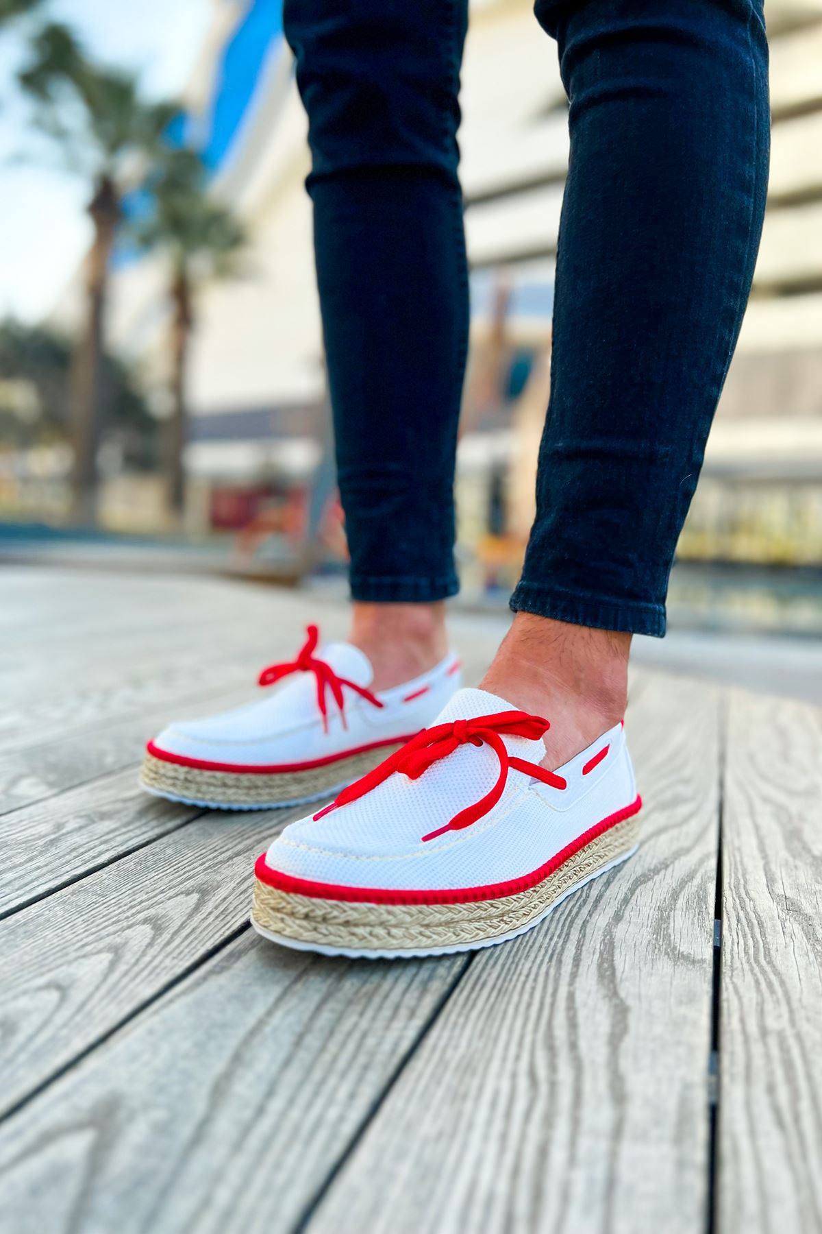 Espadrille – Weiß/Rot