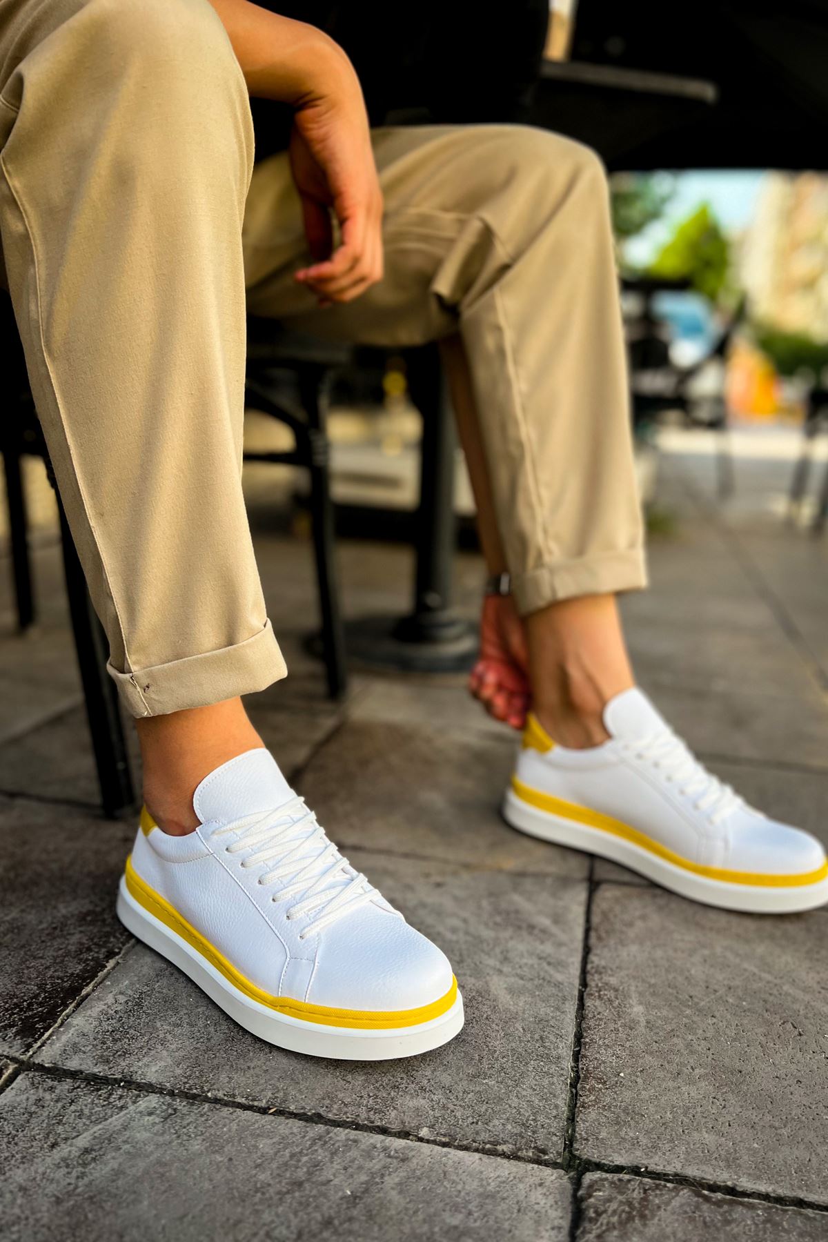 Santoni – Weiß/Gelb