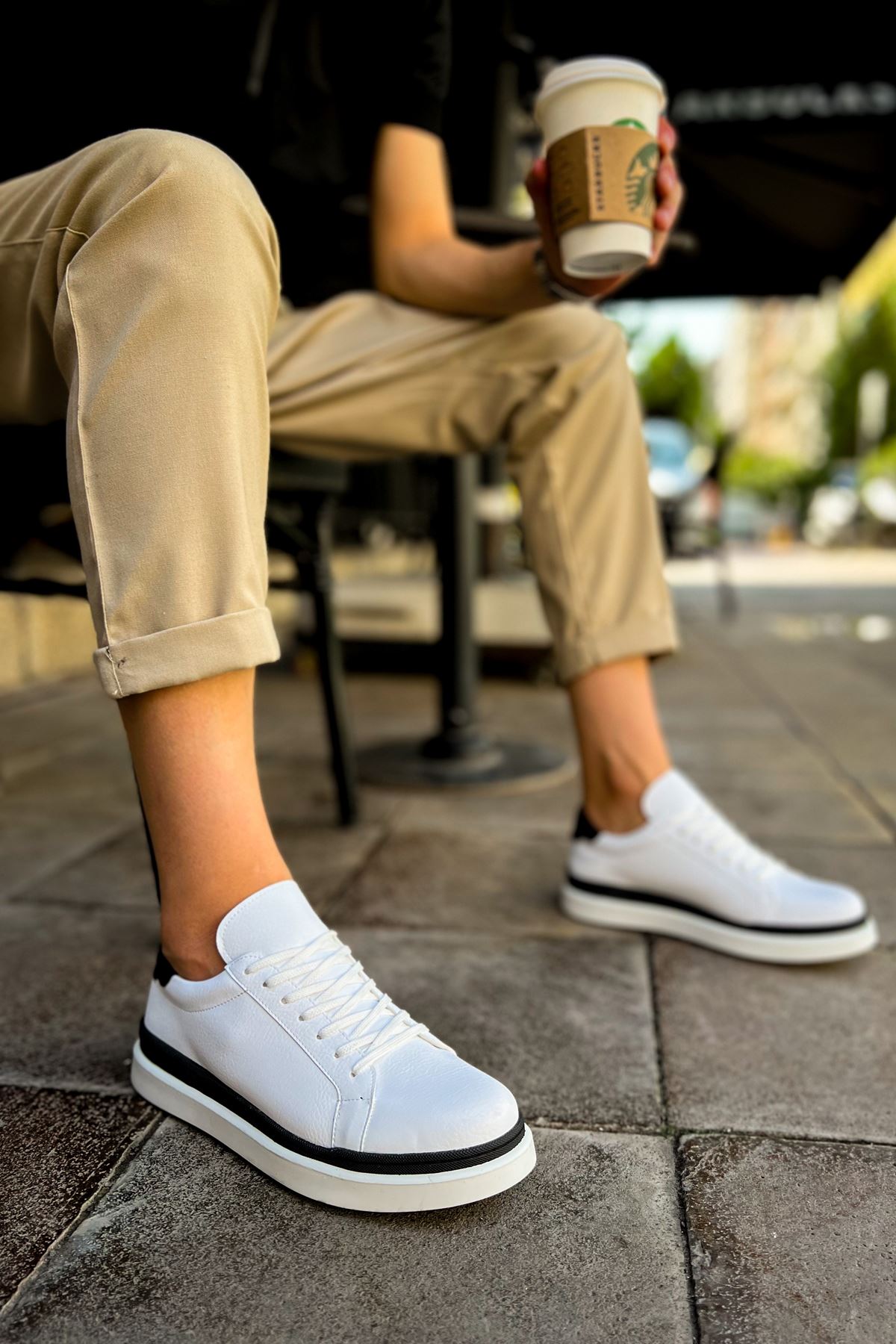 Santoni – Weiß/Schwarz