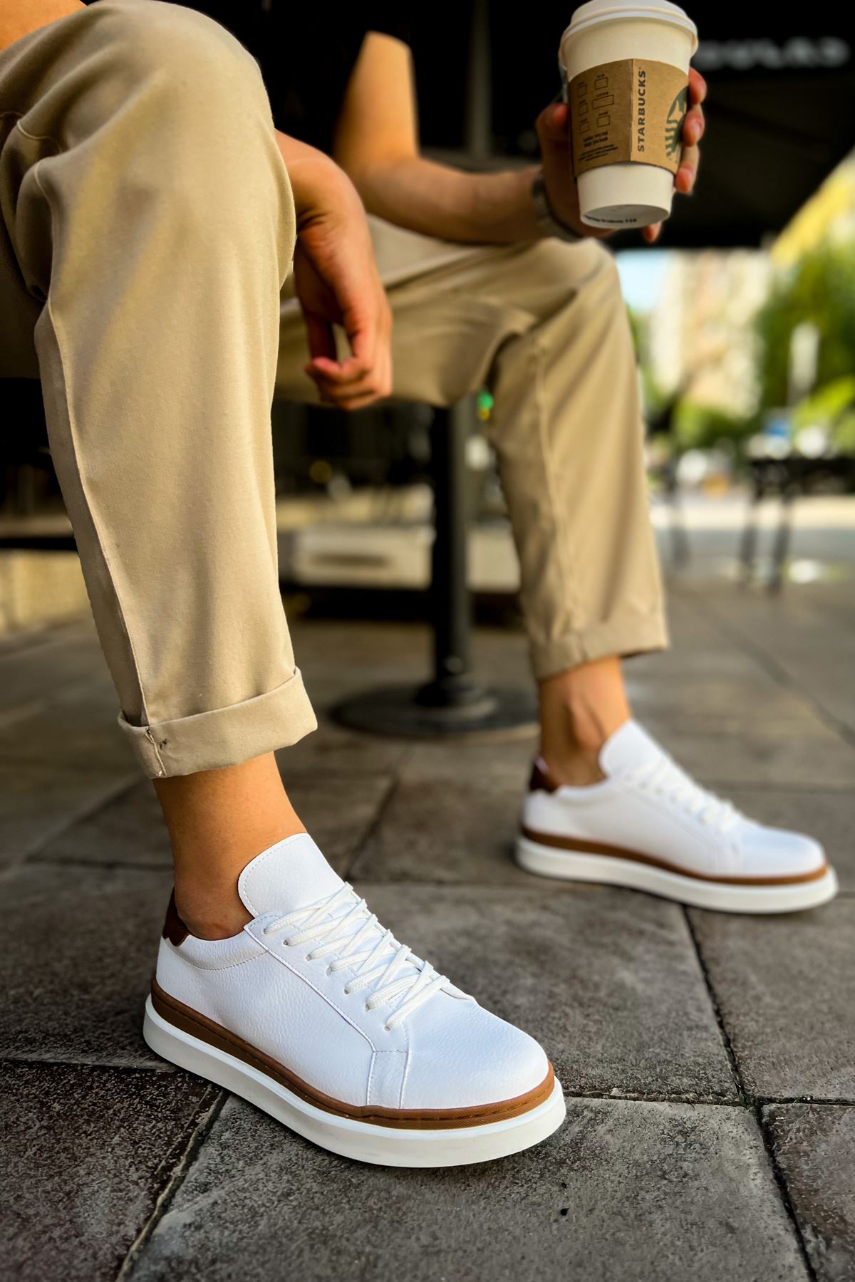 Santoni – Weiß/Cognac