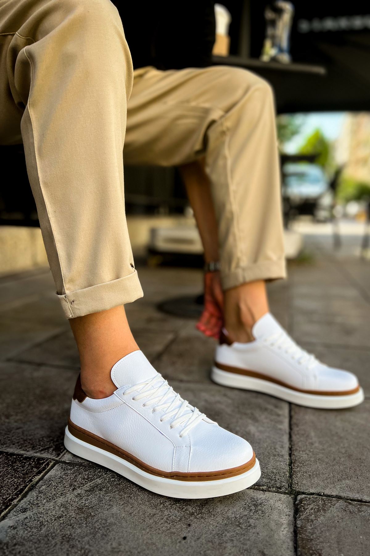 Santoni – Weiß/Cognac